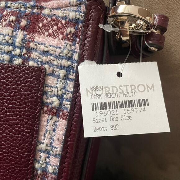 NWT Kate Spade medium Hudson tweed convertible bag in dark Merlot multi - Picture 13 of 13